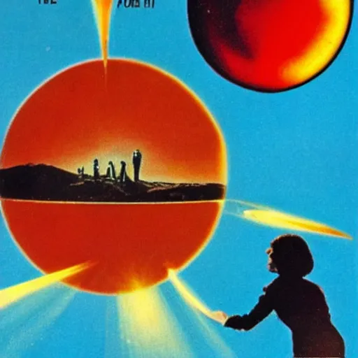 Prompt: 1970s movie poster about the sun expanding and swallowing the earth