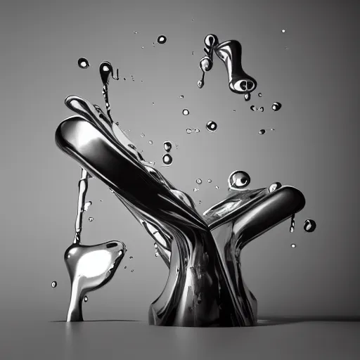 Prompt: abstract impossible chrome drippy sculpture, geometric shapes, concept art, 3D object, octane render, unreal engine, album cover art, by Alberto Seveso and David McLeod