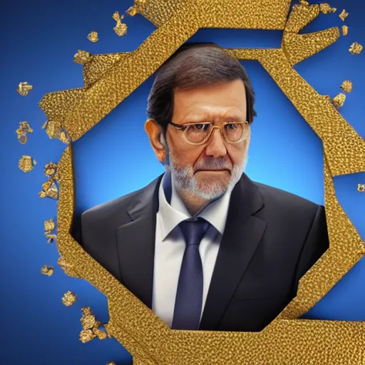 Image similar to a still of mariano rajoy surrounded by gold and diamonds, award - winning, photograph, 3 d render, unreal engine, 4 k detailed