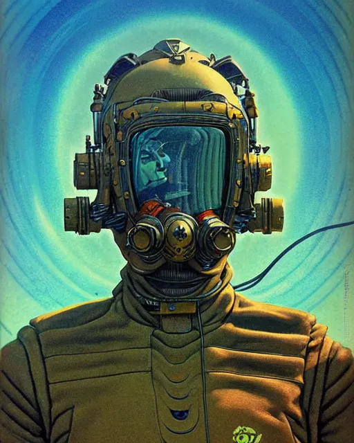 Image similar to cherub overwatch, mask, balaclava, character portrait, portrait, close up, concept art, intricate details, highly detailed, vintage sci - fi poster, retro future, vintage sci - fi art, in the style of chris foss, rodger dean, moebius, michael whelan, and gustave dore