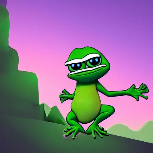 Image similar to pepe the frog, dynamic lighting, cinematic color scheme, trending on artstation