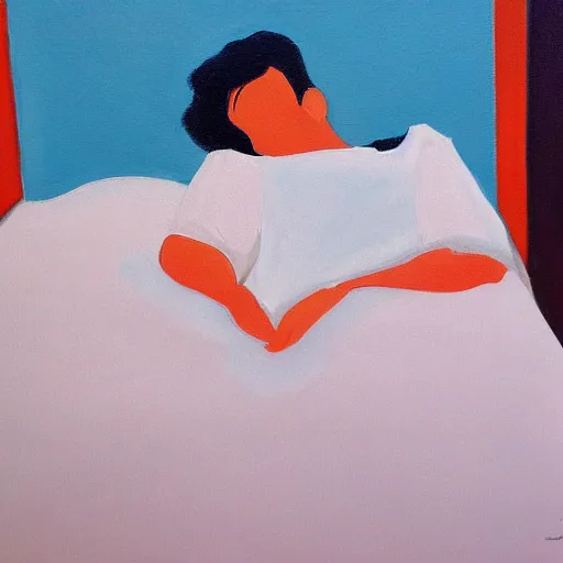 Image similar to painting about feeling alone in bed