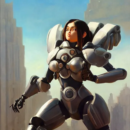 Image similar to greg manchess portrait painting of partially armored battle angel alita as overwatch character, medium shot, asymmetrical, profile picture, organic painting, sunny day, matte painting, bold shapes, hard edges, street art, trending on artstation, by huang guangjian, gil elvgren, ruan jia, greg rutkowski, gaston bussiere