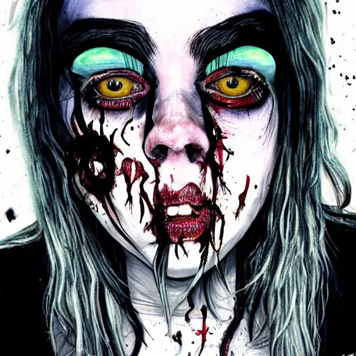 Image similar to billie eilish as a zombie