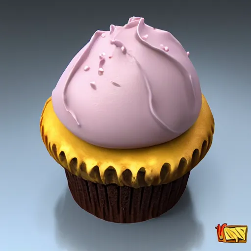 Prompt: ice cream cupcake shaped like screaming pinhead, octane render, centered, highly detailed