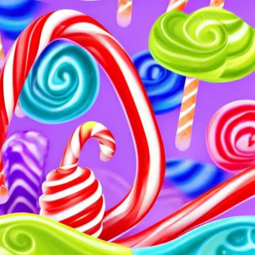 Prompt: a swirling candy cane land, candy land, fun, sweets, pastel, layered, 3 d, realistic