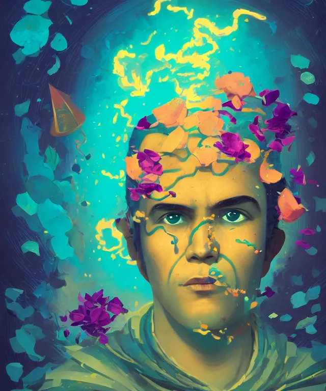 Prompt: delirium portrait of ashoka tano, by petros afshar, ross tran, peter mohrbacher, tom whalen, flower petals, bubbly scenery, radiant light