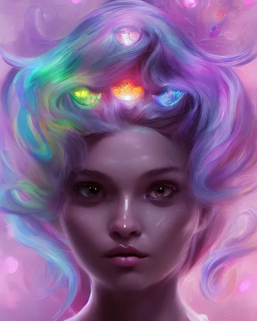 Image similar to cute woman cat chimera of iridescent liquid, alchemy, shiny plastic, intricate, bloom, detailed, volumetric lighting, sharp focus, photorealism, digital painting, highly detailed, concept art, by by artgerm and wlop