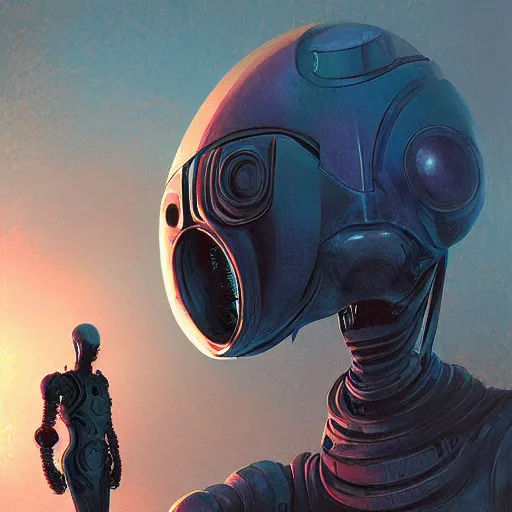 Image similar to alien robot, thief, by isaac asimov and marc simonetti