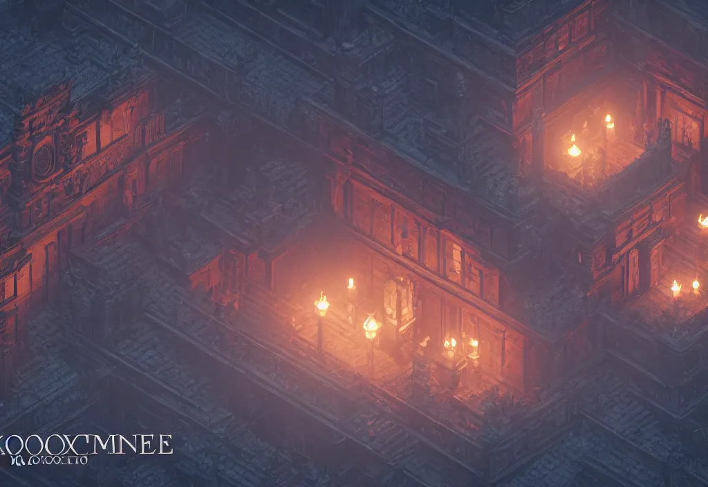 Image similar to isometric magicavoxel Bloodborne japanese cinematic lighting, 4k