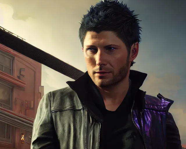 Prompt: highly detailed portrait of jensen ackles as dante from devil may cry 5, in gta v, stephen bliss, unreal engine, fantasy art by greg rutkowski, loish, rhads, ferdinand knab, makoto shinkai and lois van baarle, ilya kuvshinov, rossdraws, tom bagshaw, global illumination, radiant light, detailed and intricate environment