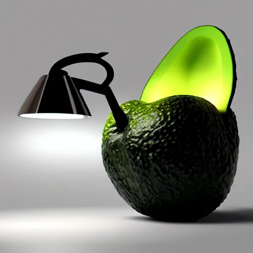 Prompt: avocado desk lamp, product design, artstation, realistic,