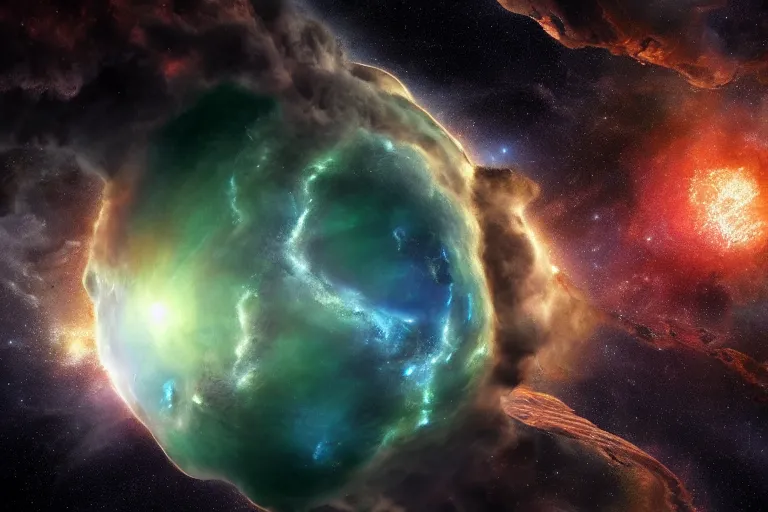 Prompt: dramatic render of planet earth breaking apart in a space nebula, cgsociety, artstation, 4k