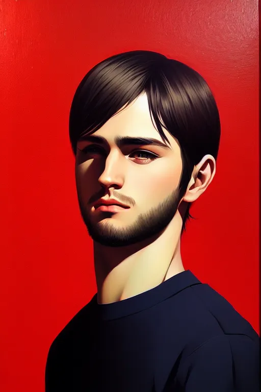Image similar to attractive male, painting by ilya kuvshinov