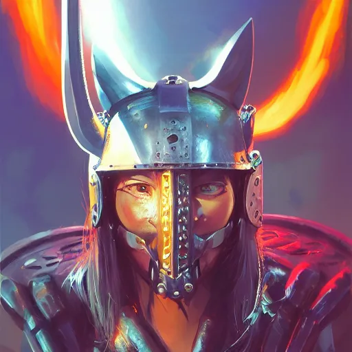 Image similar to cyberpunk viking helmet mask warrior goddess robot ninja fantasy, art gta 5 cover, official fanart behance hd artstation by jesper ejsing, by rhads, makoto shinkai and lois van baarle, ilya kuvshinov, ossdraws