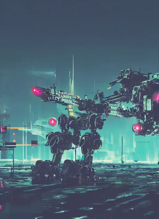 Prompt: intricate digital artwork of a giant japanese anime war mecha by simon stalenhag, by nuthin'but mech, by kallamity sketchbook, inspired by metal gear solid, neon factory background, octane render, cgstation, 4 k resolution