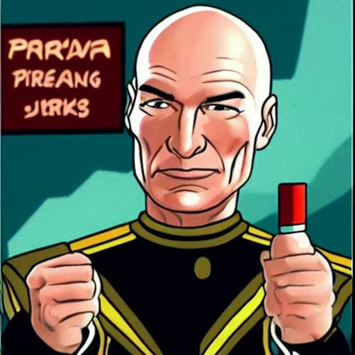 Prompt: captain picard smoking a joint