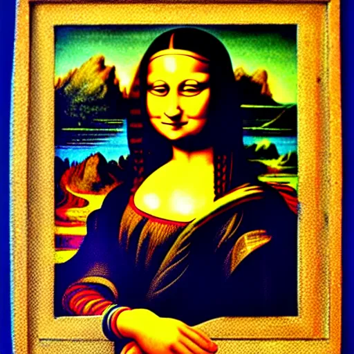 Image similar to a nepali woman's painting in the style of mona lisa by leonardo da vinci