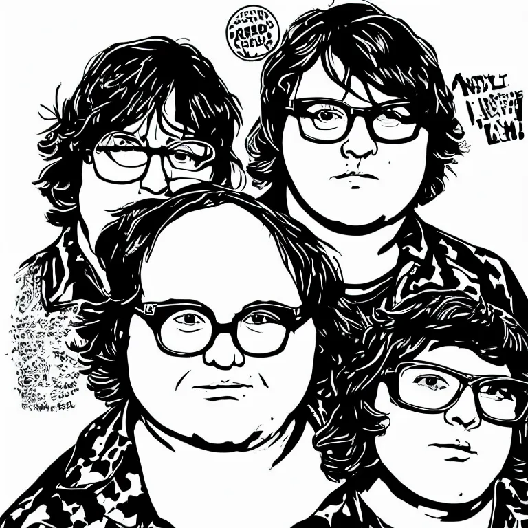 Prompt: andy milonakis & clark duke hybrid, vector, svg sticker art