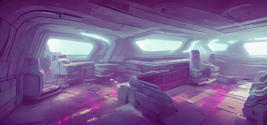 Prompt: interior of a futuristic abandoned spaceship, sci - fi, digital art by beeple, simon stalenhag and paul chadeisson