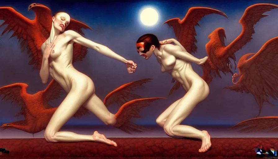 Image similar to the two complementary forces that make up all aspects and phenomena of life, by Gerald Brom,