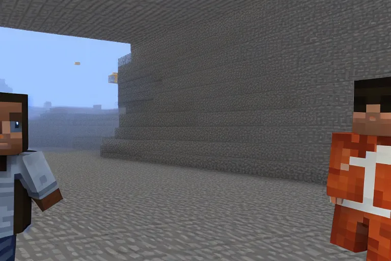 Image similar to gordan freeman in minecraft, minecraft screenshot