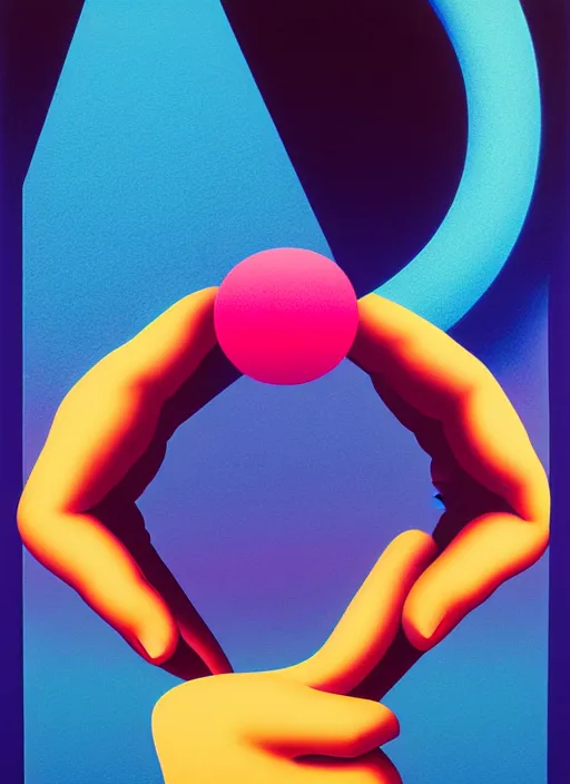 Prompt: a men balancing shapes on his finger by shusei nagaoka, kaws, david rudnick, airbrush on canvas, pastell colours, cell shaded!!!, 8 k