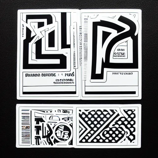 Image similar to black on white graphic design stickers in style of david rudnick, eric hu, y 2 k,