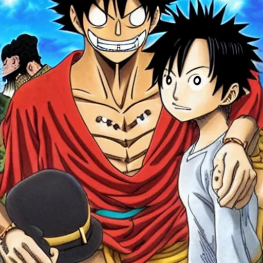 Image similar to [ luffy mustache ] by kim jung and kentaro miura gi