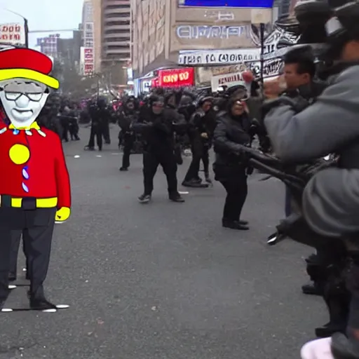 Prompt: hamburglar at the jan 6 riots news footage cnn network television