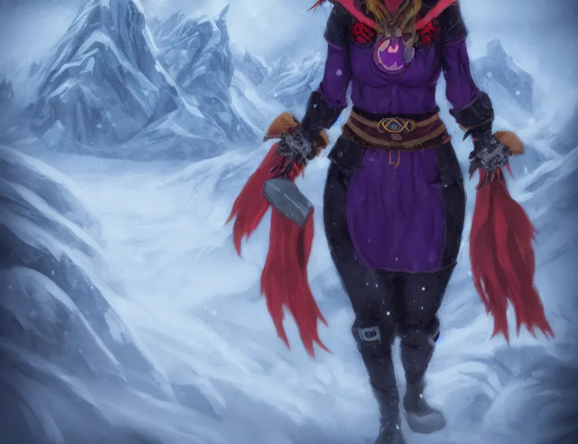 Prompt: raven alchemist girl in the snowy mountains. complementary colors, indie concept art, luminescent, 4 k, chiaroscuro, rimlight.