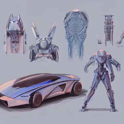 Prompt: pastel coloured scifi tech hardsurface shape form exploration, big medium small, artstation, colored marker, syd mead, hr giger, concept art