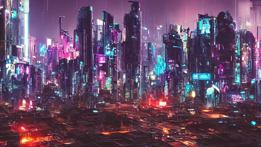 Prompt: cyberpunk city