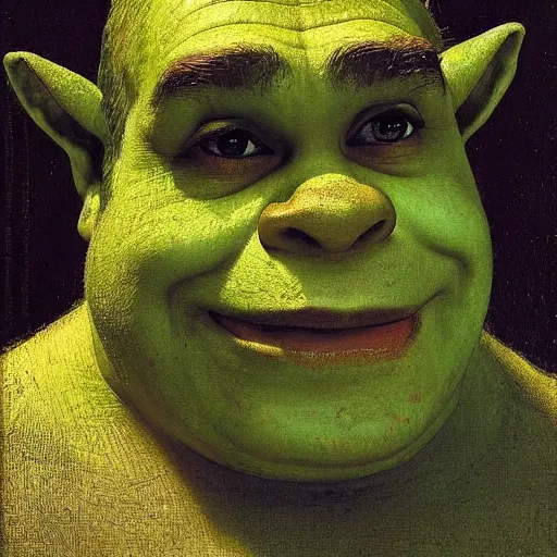 Image similar to portrait of shrek by ilya repin