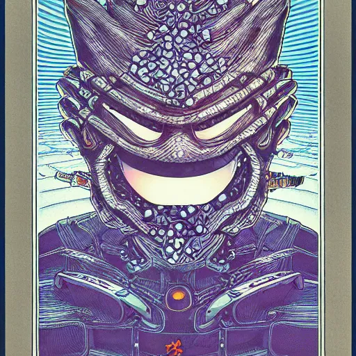 Image similar to portrait of crazy marshmello, symmetrical, by yoichi hatakenaka, masamune shirow, josan gonzales and dan mumford, ayami kojima, takato yamamoto, barclay shaw, karol bak, yukito kishiro