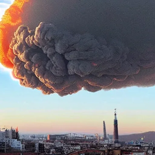 Image similar to nuke explosion in the skyline from barcelona