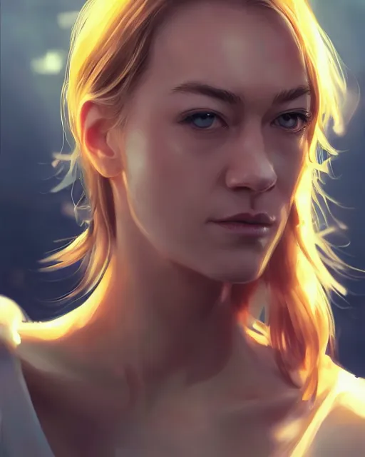 Prompt: yvonne strahovski, full shot, atmospheric lighting, visible face, by makoto shinkai, stanley artgerm lau, wlop, rossdraws