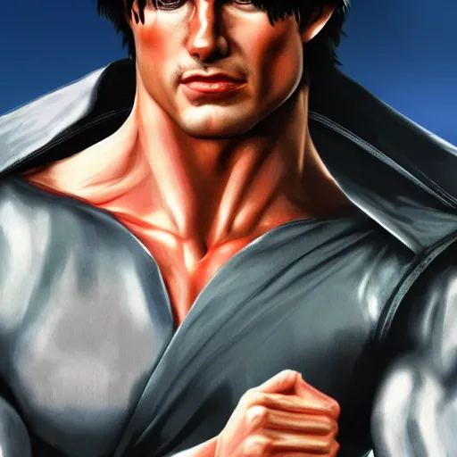Prompt: Tom Cruise as Kenshiro, detailed digital 3D art, great textures and lighting