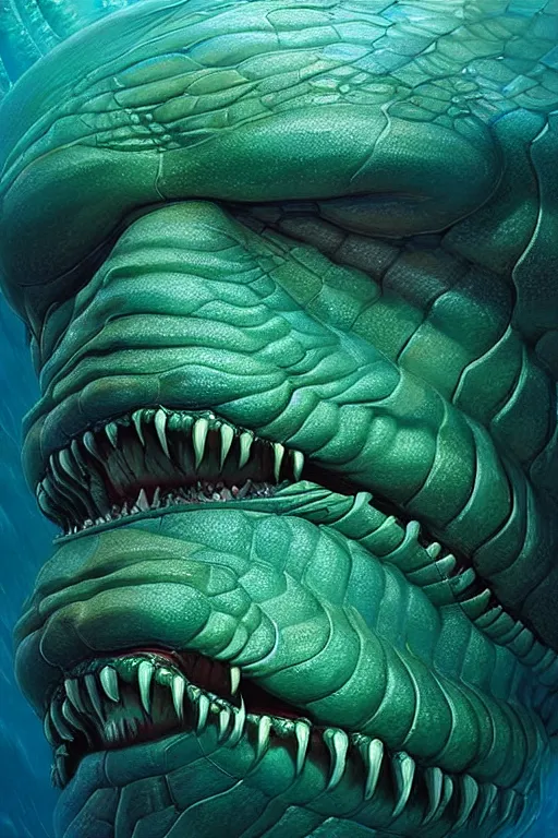 Image similar to hyperrealistic close-up surrealism underwater creature monster!! highly detailed concept art eric zener elson peter cinematic hard green lighting high angle hd 8k sharp shallow depth of field, inspired by David Paul Cronenberg and Zdzisław Beksiński