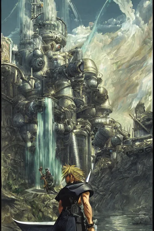 Prompt: Final Fantasy 7 concept art by James Gurney, artststion.