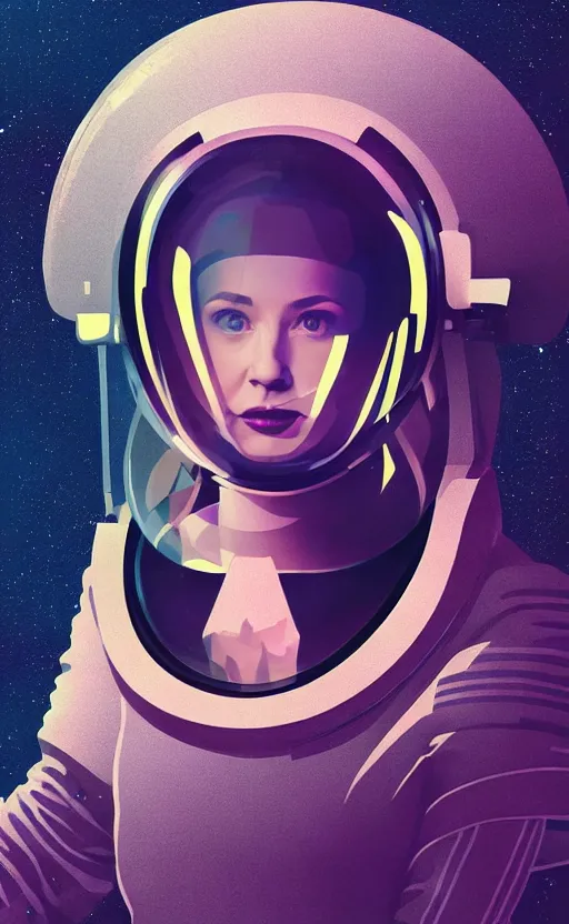 Prompt: portrait of an astronaut girl wearing helmet with tight latex dress by Petros Afshar and Beeple, highly detailed