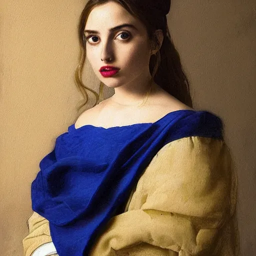 Image similar to beautiful portrait of ana de armas by vermeer