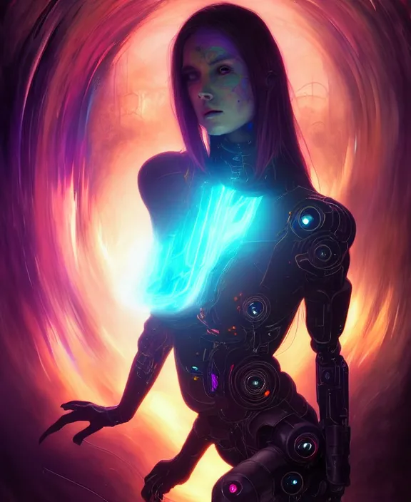 Image similar to a whirlwind of souls rushing inside the metaverse, half body, glowin eye, android, cyborg, cyberpunk face, by loish, d & d, fantasy, intricate, elegant, highly detailed, colorful, vivid color, digital painting, artstation, concept art, art by artgerm and greg rutkowski and alphonse mucha and ruan jia