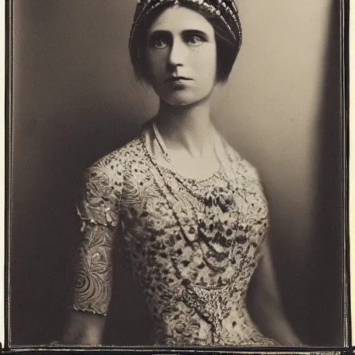 Prompt: photo portrait of an hypothetical queen taken by Roger Fenton