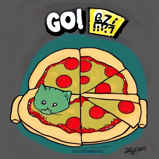 Image similar to oh my god, the pizza is insulting my cats, someone call the ghostbusters, digital art