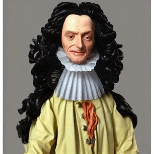 Image similar to 1 7 th century gottfried leibnitz wearing a wig stop motion vinyl action figure, plastic, toy, butcher billy style