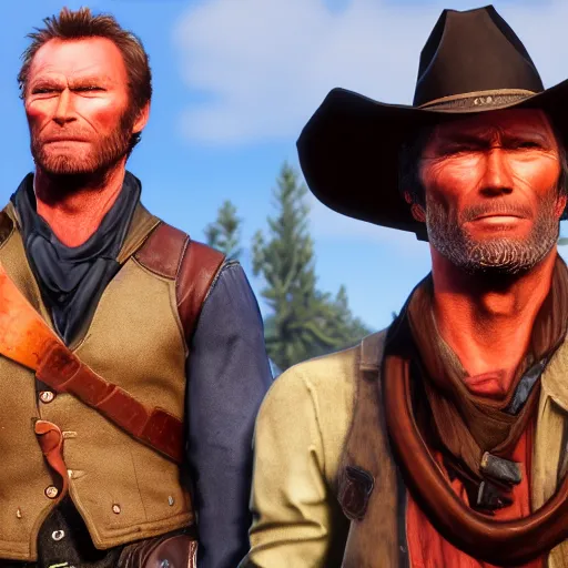 Image similar to arthur morgan and clint eastwood