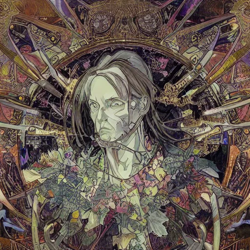 Image similar to yoji shinkawa apophasis shintaro kago apophasis hyperrealism alphonse mucha yoji shinkawa greg rutowski gustave dore gustave dore gustave dore astronaut deity of death and disaster psychedelic deepdream