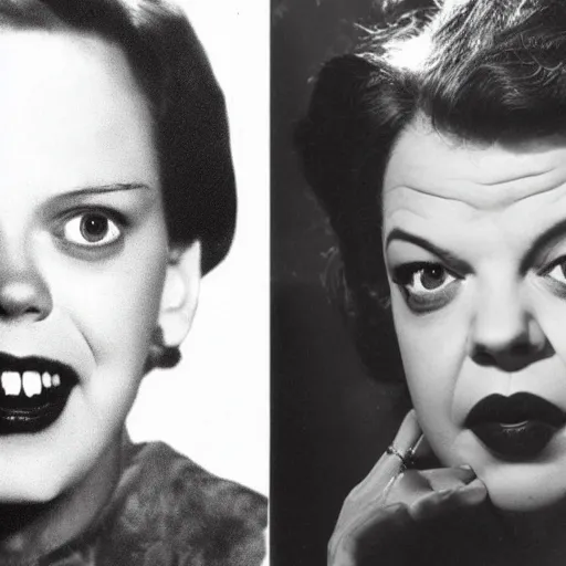 Image similar to photo of a person who looks like a mixture between steve buscemi and judy garland