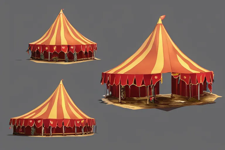 Image similar to 3d sculpt of a gothic circus tent, artstaton, League of Legends, red dead redemption2, overwatch, digital illustration